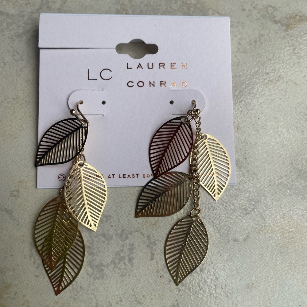 Gold Tone Leaf Earrings